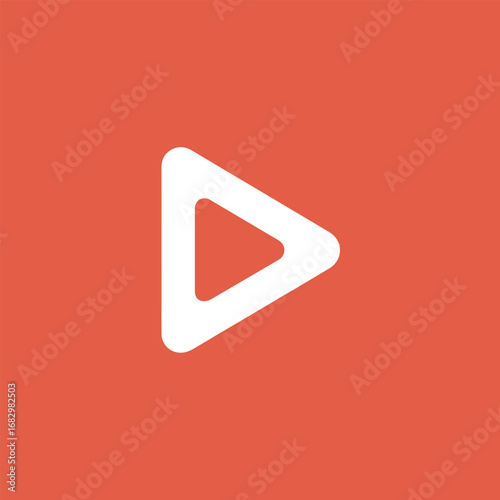 Play button icon with a white triangle pointing to the right on a red background, perfect for multimedia, video, or entertainment projects