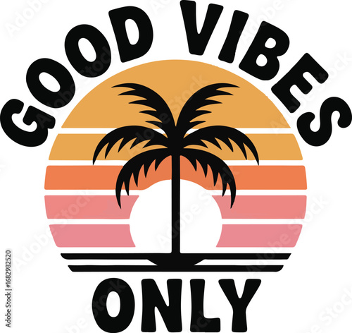 Good vibes only typography design for apparel isolated on transparent background
