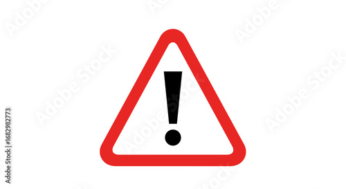 Red triangle warning sign with exclamation mark on white background