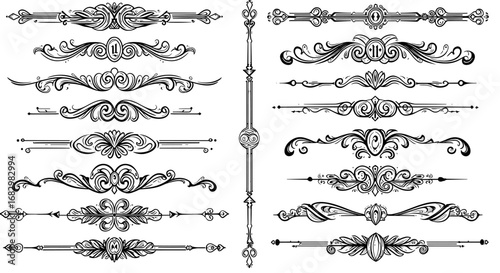 Vintage ornamental dividers and flourishes for elegant border designs