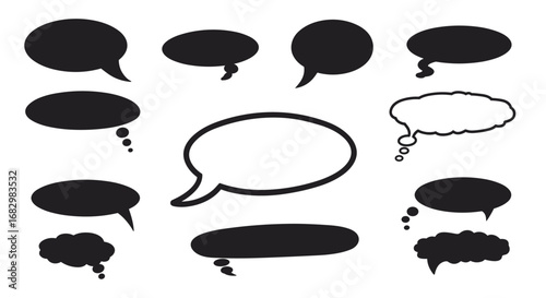 Collection of silhouette chat bubbles for creative communication designs