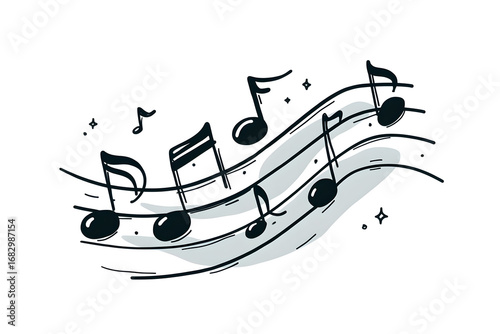 Music notes vector icon, festive holiday song illustration isolated on white