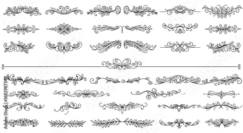 Elegant ornamental dividers and flourishes collection in linear style