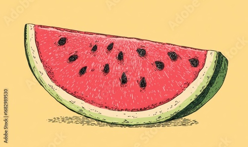 Hand-drawn watermelon slice illustration