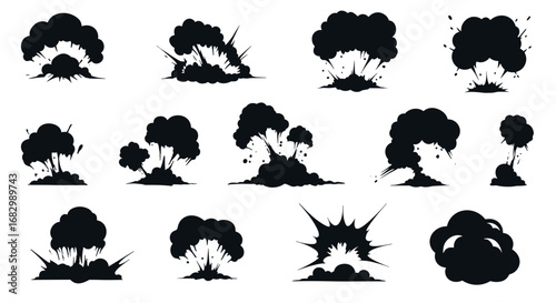 Dynamic explosion silhouettes set for impactful design projects