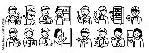 Refrigeration Roles Doodle Icons