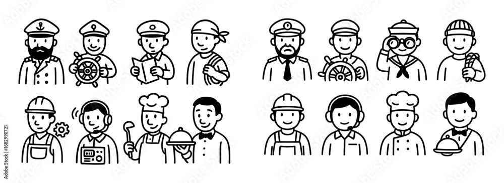 Naklejka premium Ship Crew Icons