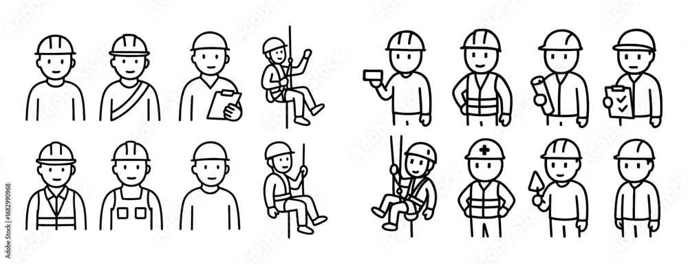 Fototapeta premium Construction Worker Icons