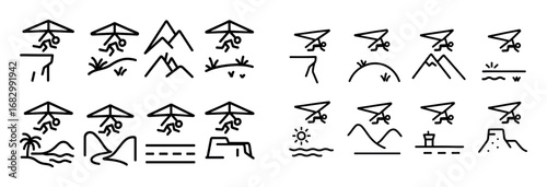 Minimalist Hang Gliding Icons