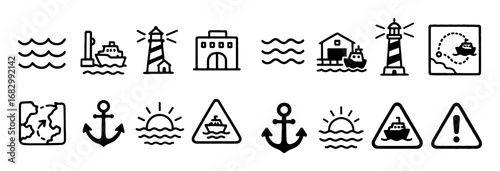 Ferry Journey Doodle Icons