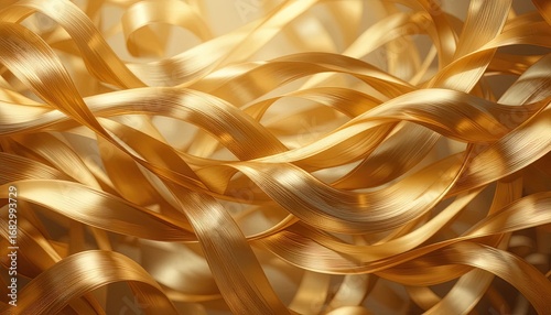 Intricate golden ribbons create a luxurious, flowing abstract design.
