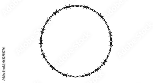 Barbed wire oval frame design on white background