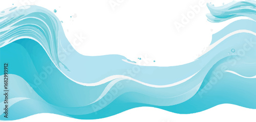 Ocean Wave Abstract Blue and Green Soft Watercolor Background for Graphic Banner and Web Template