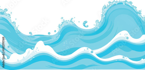 Ocean Wave Abstract Background in Soft Blue and Green Watercolor Texture for Banner and Web Design