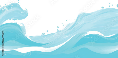 Blue and Green Watercolor Abstract Ocean Wave Background for Graphic Banner and Modern Digital Art