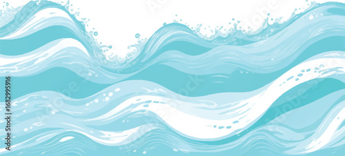 Abstract Transparent Blue and Green Watercolor Background with Ocean Wave Texture for Creative Graphics