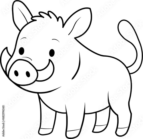 wild boar– Cartoon Safari Animal Illustratio