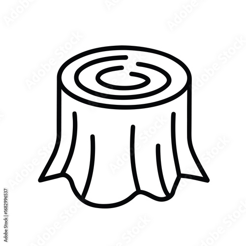 Chopping axe on wooden stump with log vector illustration
