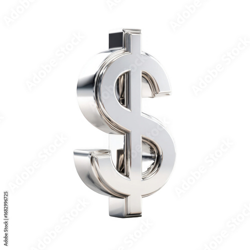 Shiny metallic dollar sign on black background