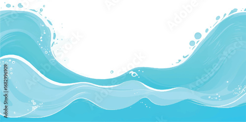 Transparent Abstract Soft Green and Blue Watercolor Ocean Wave Texture Background for Banner and Graphic Design