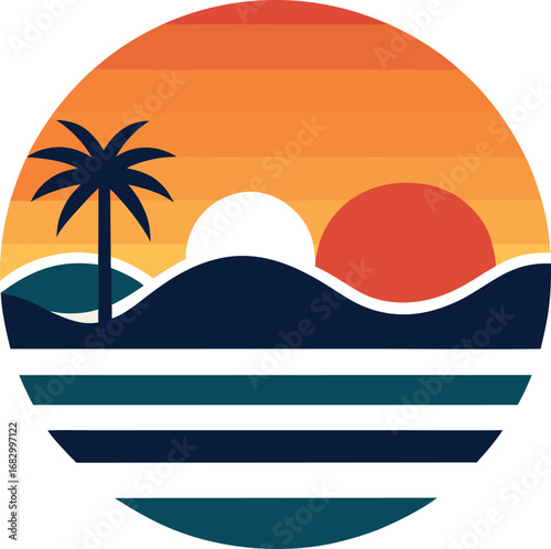 Art Deco Style Vector Poster for Travel Paradise