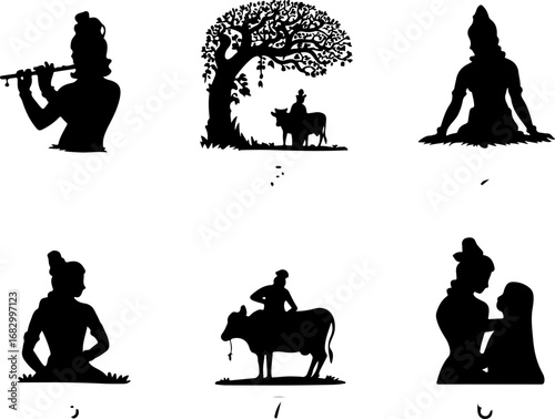 Divine Krishna Silhouettes