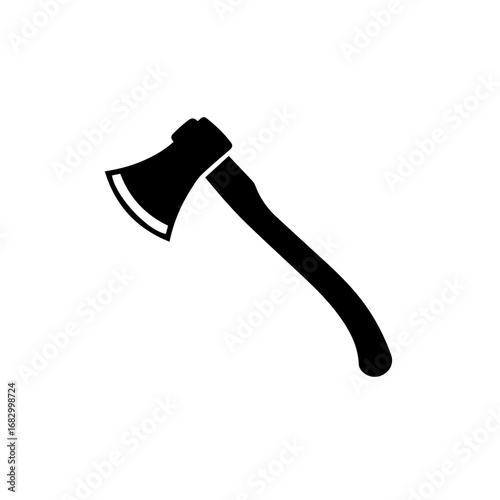 Medieval fighting axe vector illustration. Simple black and white silhouette vector for medieval axe. Medieval axe drawing