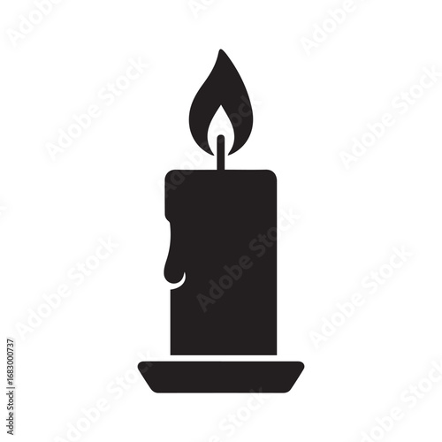 Candle silhouette black and white vector icon