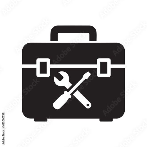 Toolbox silhouette black and white vector icon