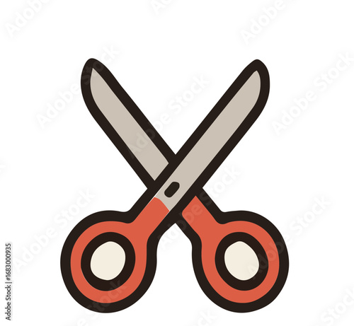 Hand drawn red scissors, perfect for craft and design.