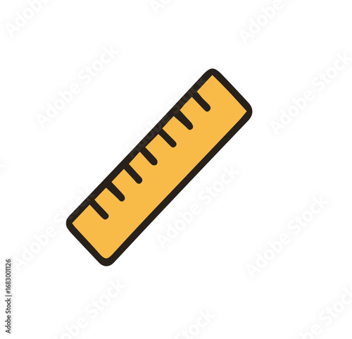 Cute doodle style yellow ruler for school or office.