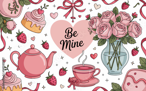 Elegant romantic valentine s day card design with floral accents