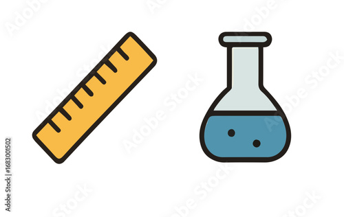 Simple flat design icons for school and science.