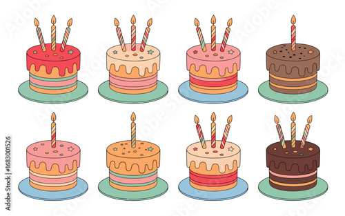 Cheerful birthday card design with whimsical elements