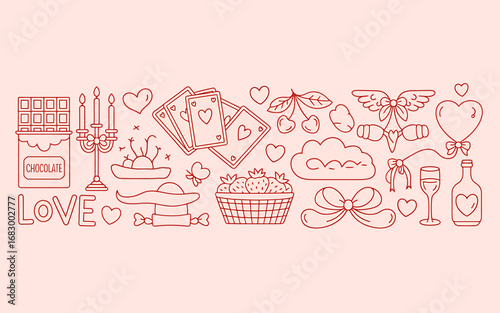 Charming valentine s day themed line art illustration