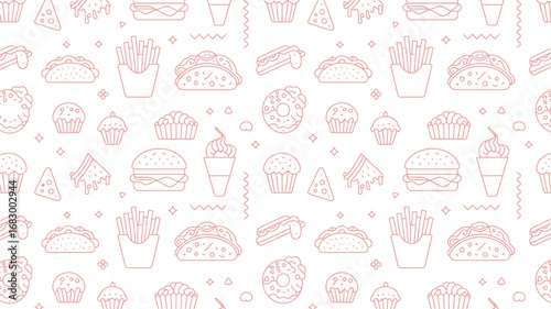 Seamless fast food pattern design