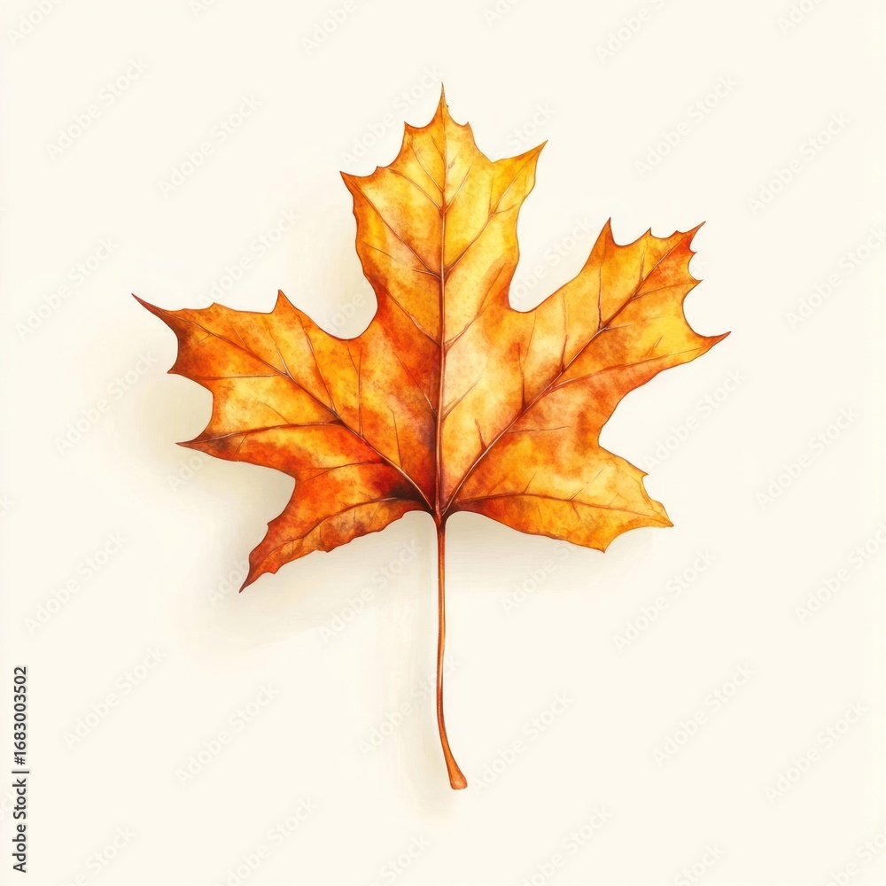 Obraz premium Fallen floating Maple Leaf maple leaf illustration.