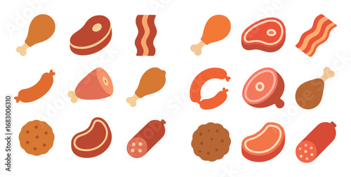Colorful Meat Icons Grid