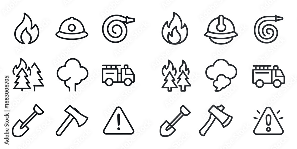 Fototapeta premium Wildfire Icon Set