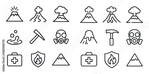 Volcano Disaster Icons