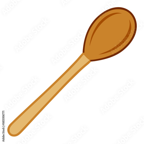 Wooden spoon for cooking and serving food preparation vector on white background.