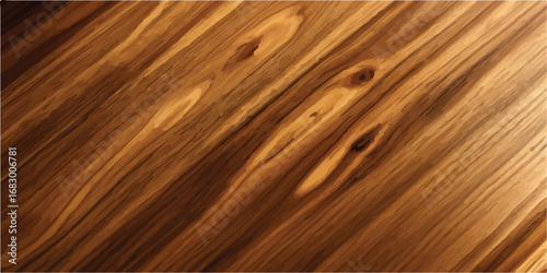Glossy wood surface with golden brown radiance and polished natural grain background for elegant warm design  