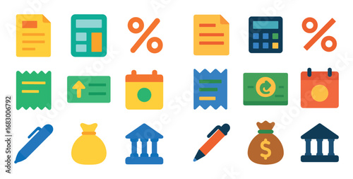 Colorful Finance Icons Grid