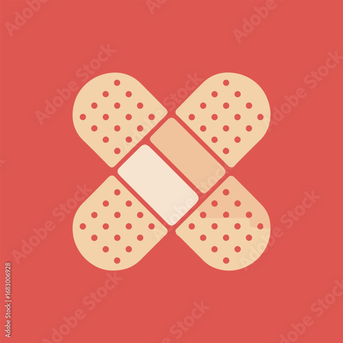 Illustration of an adhesive bandage, a medical essential for wound care, first aid, and health protection, ensuring clean and sterile treatment for injuries