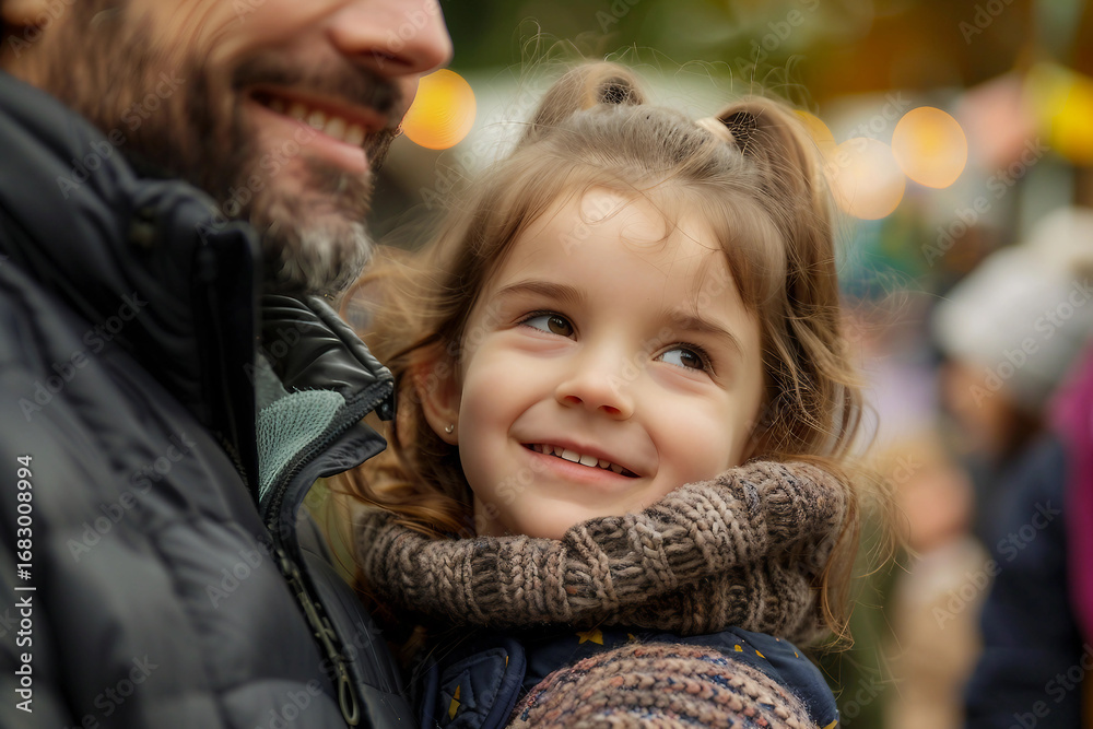 Obraz premium Generative AI image of beautiful autumn fair market with man woman kid family time perfect for fall harvest festival entertainment themes