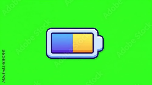 Half Charged Battery Cartoon Icon
