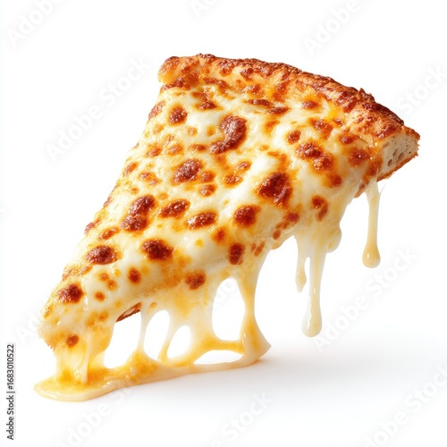Close-up of a melted cheese pizza slice