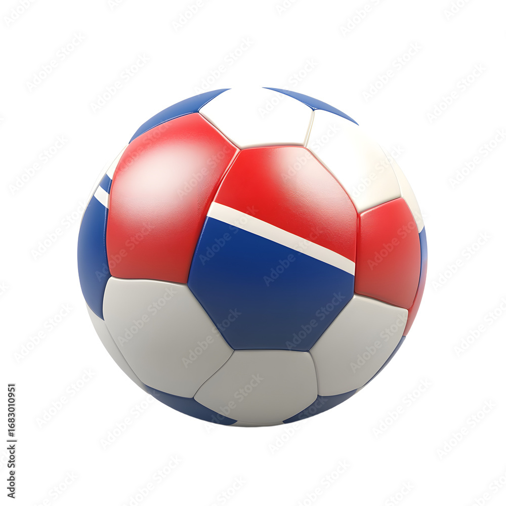 Obraz premium Soccer Ball with Flag of North Korea Isolated: Sporting Patriotism Concept