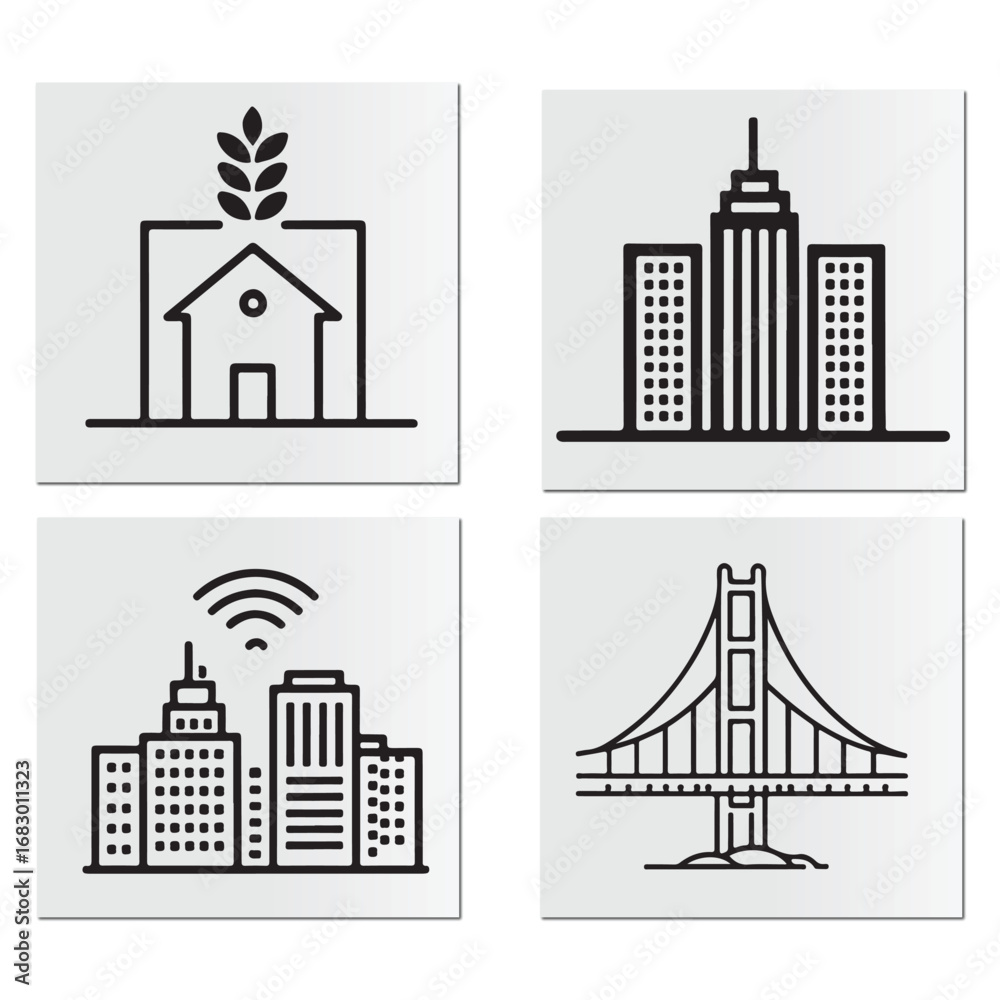 Obraz premium Urban development and architecture icons