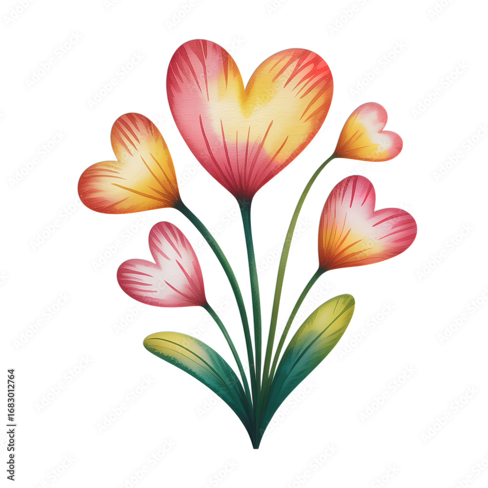 Fototapeta premium Stunning watercolor heart flowers perfect for Valentine's Day or love projects